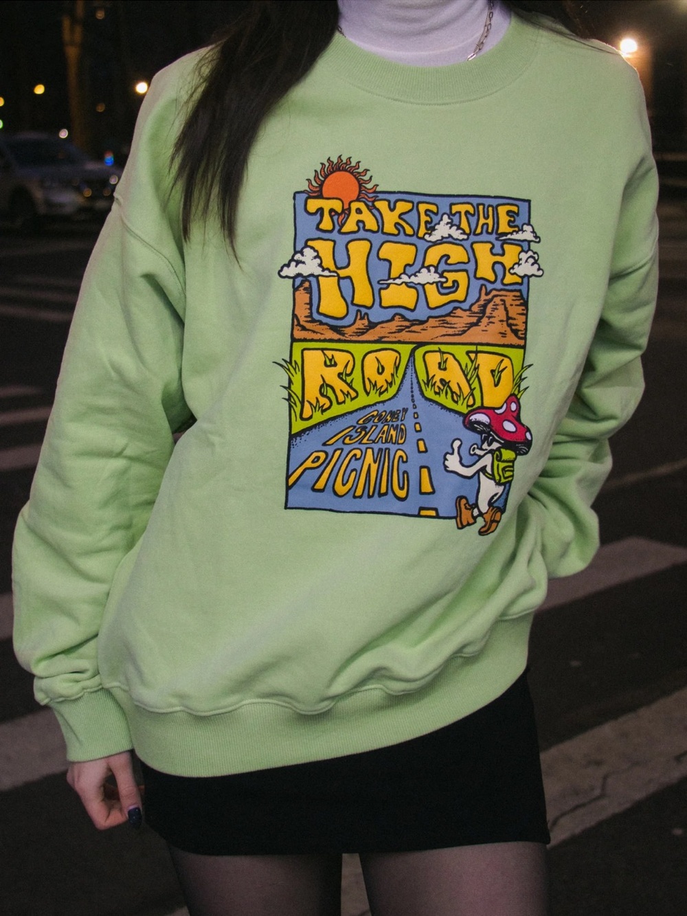Coney Island Picnic Take the High Road Sweatshirt in Winter Pear - Size Medium